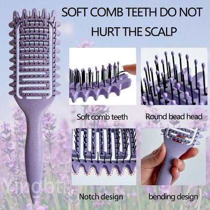 Premium 3-in-1 Curl Defining Brush | Hollow Detangling & Shaping Tool | D'AuraHaven