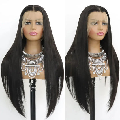 Luxe HD Lace Front Wig | Long Silk Straight Glueless Synthetic | D'AuraHaven