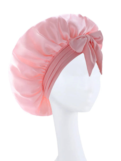 Premium Silky Satin Sleep Bonnet | Wide Tie-Band Night Cap for Curly & Coily Hair | D'AuraHaven