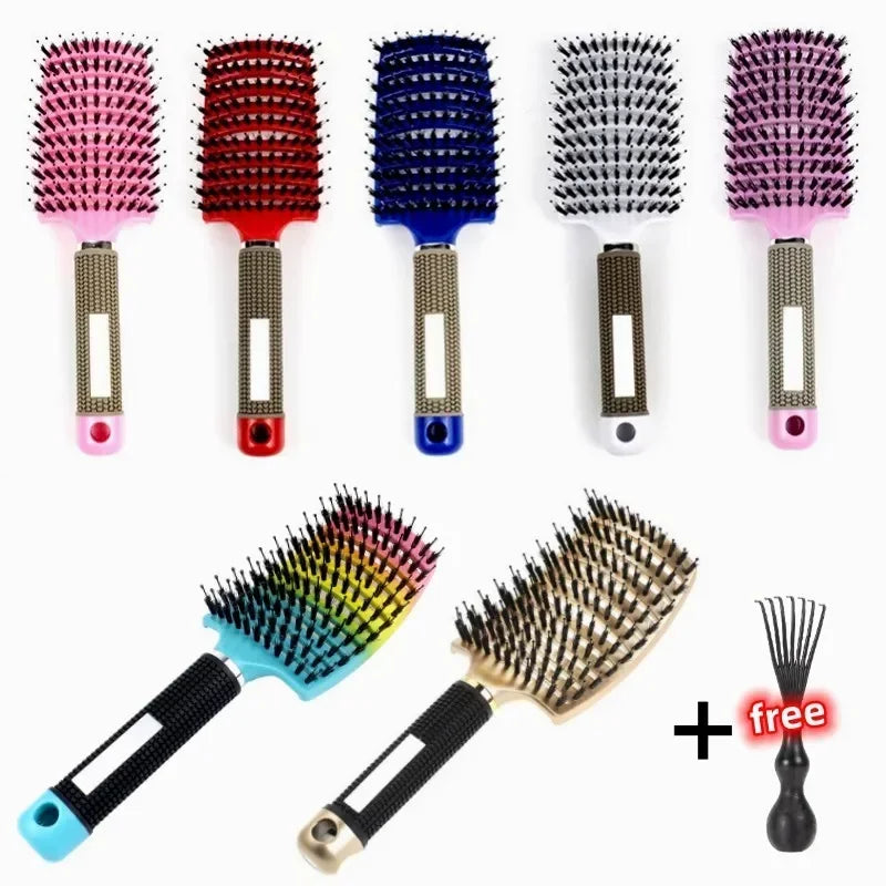 Premium Exfoliating Bristle Styling Brush | Wet & Curly Hair Detangler for Real Hair Wigs | D'AuraHaven