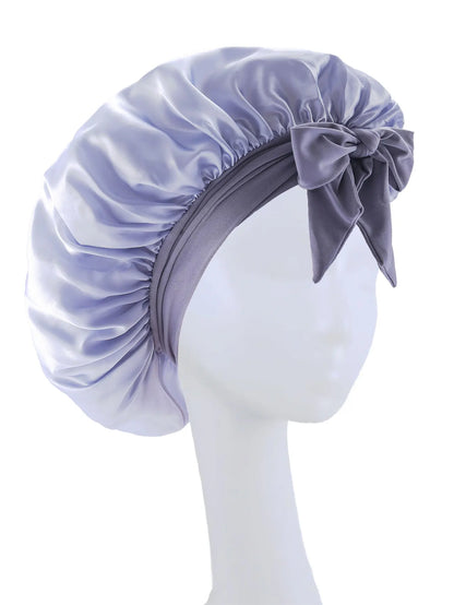 Premium Silky Satin Sleep Bonnet | Wide Tie-Band Night Cap for Curly & Coily Hair | D'AuraHaven