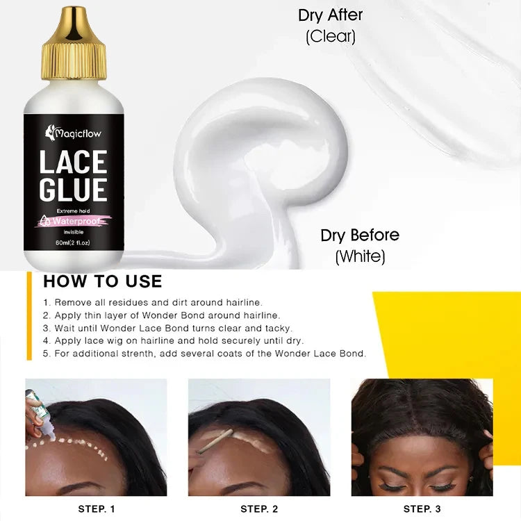 Premium Waterproof Lace Glue | Strong Hold Invisible Wig Adhesive (2 fl. oz.) | D'AuraHaven