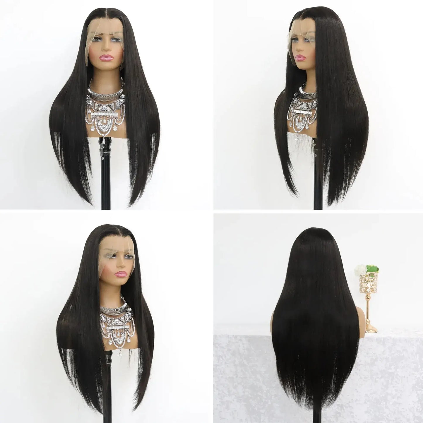 Luxe HD Lace Front Wig | Long Silk Straight Glueless Synthetic | D'AuraHaven