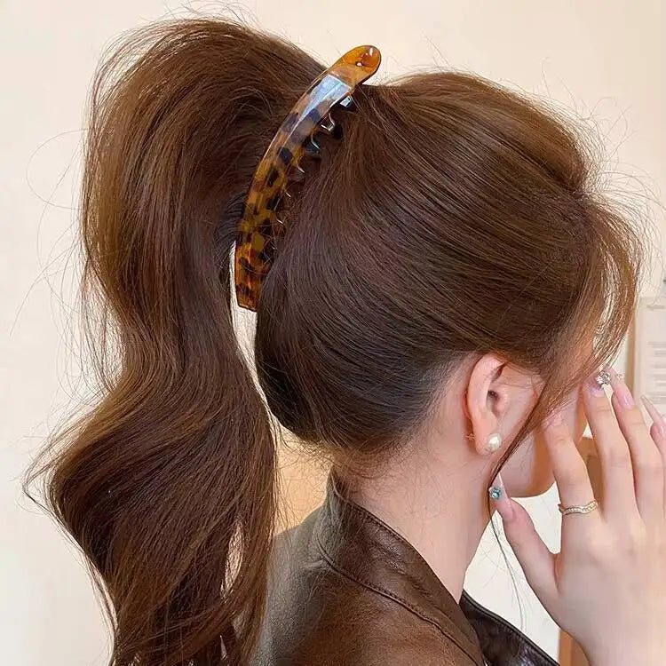 Premium Tortoiseshell Banana Hair Clip | Vintage Fish-Shaped Ponytail Clamp | D'AuraHaven