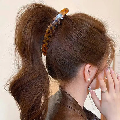 Premium Tortoiseshell Banana Hair Clip | Vintage Fish-Shaped Ponytail Clamp | D'AuraHaven